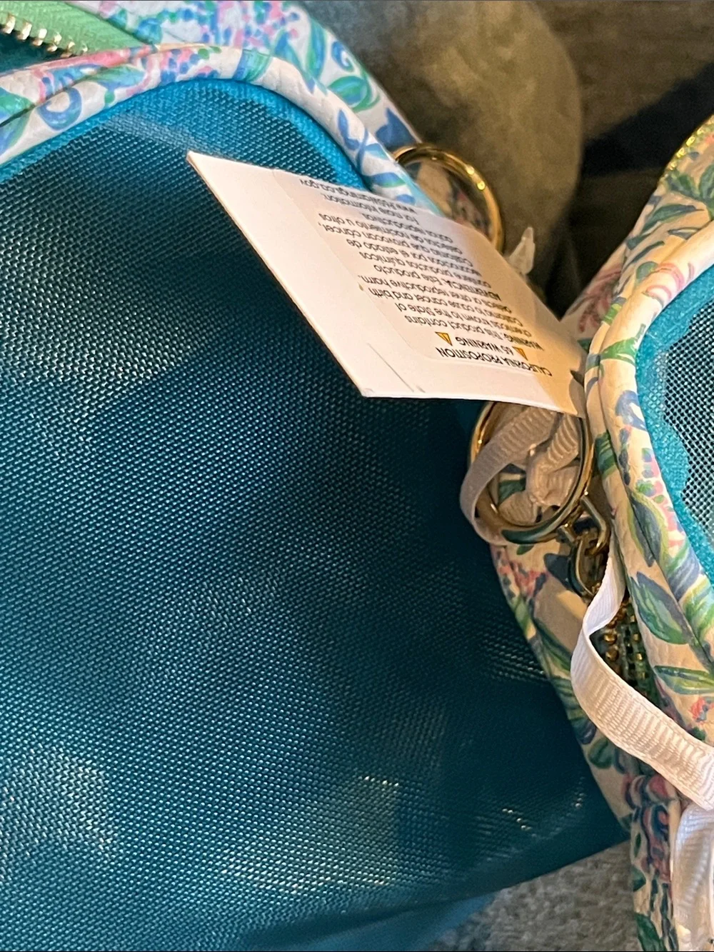 Lilly Pulitzer Turquoise Mesh Cosmetic Pouch with Floral Trim Set of 2 - NWT